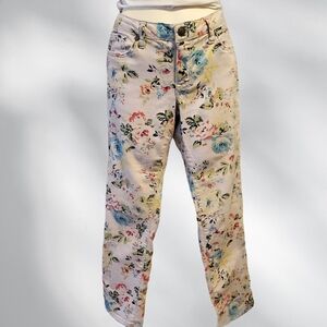 Jessica Simpson Floral Skinny Jeans White Multicolor Print Low Rise Size 29